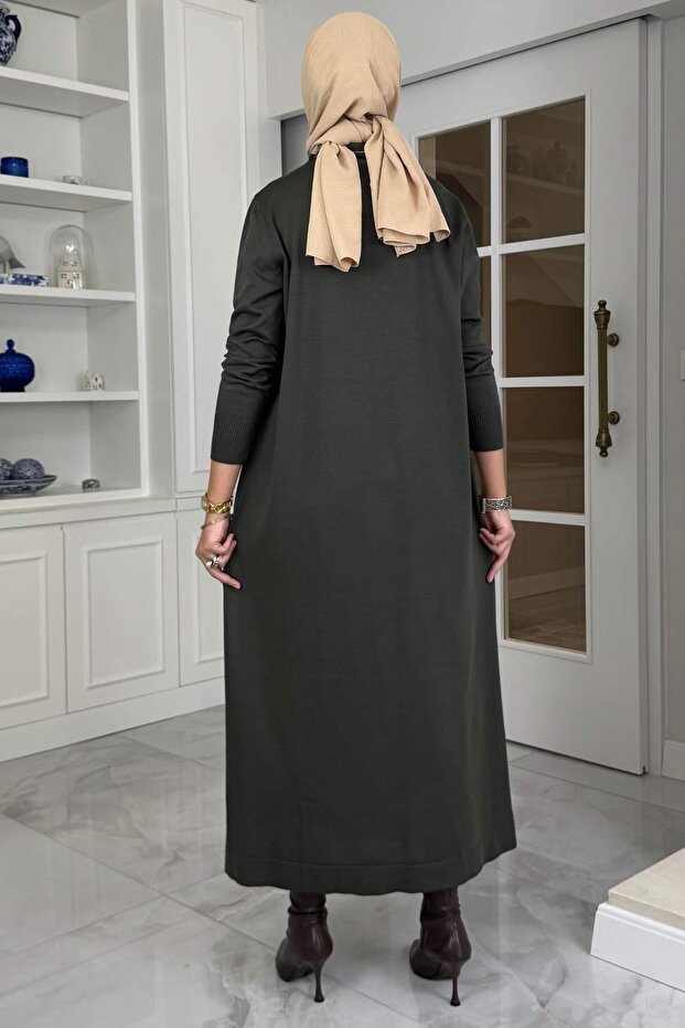 Laçin Triko Elbise Haki - 5