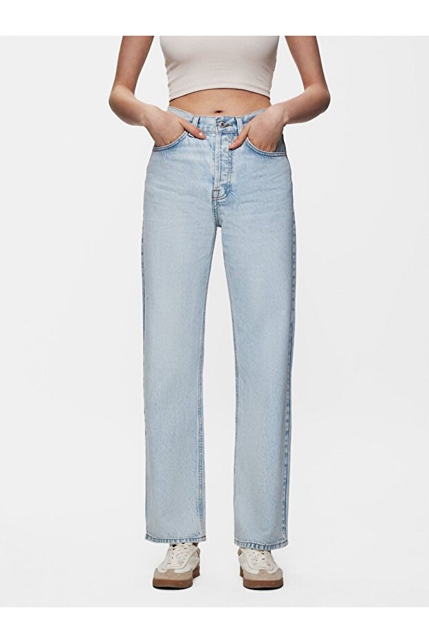 Vanetta Düz Paça Yüksek Bel Jean Pantolon - 2