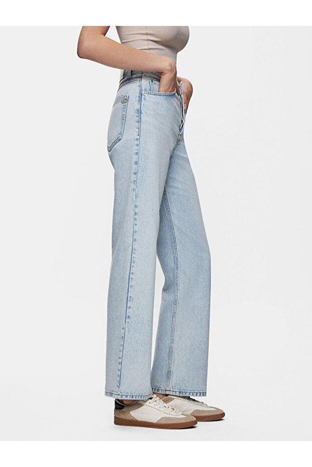 Vanetta Düz Paça Yüksek Bel Jean Pantolon - 4