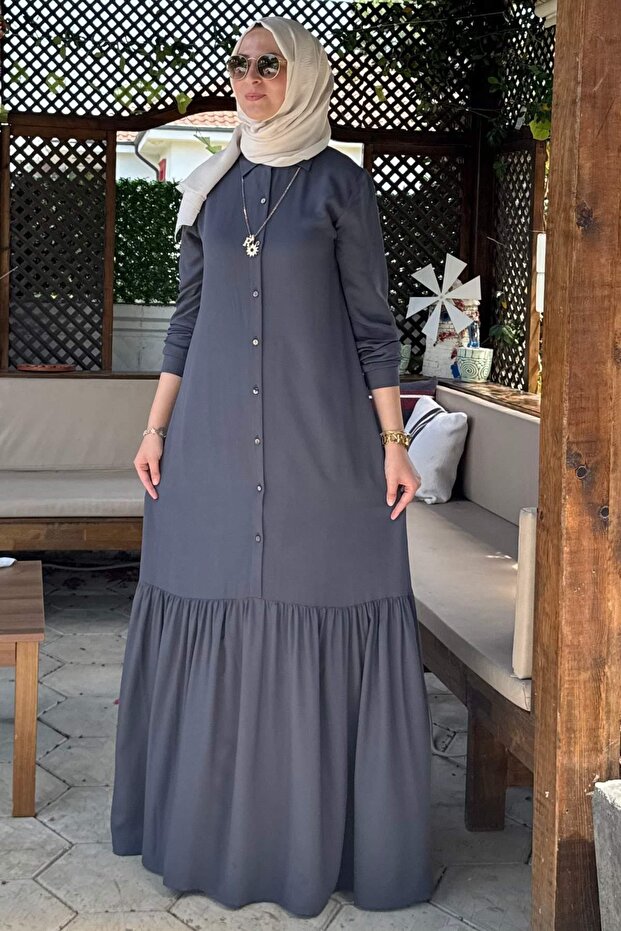 Süreyya Gömlek Elbise Antrasit - 6