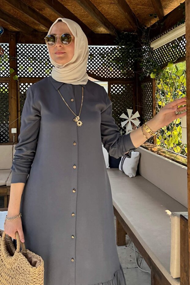 Süreyya Gömlek Elbise Antrasit - 3