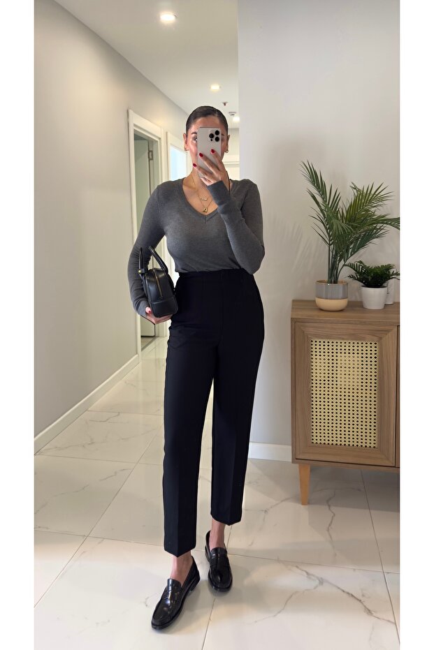 ZR Lora Siyah Flatolu Pantolon - 2