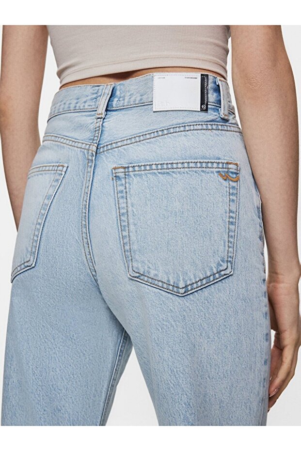 Vanetta Düz Paça Yüksek Bel Jean Pantolon - 5
