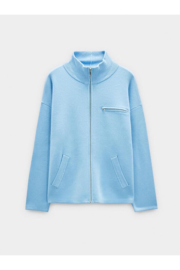 Fermuarlı Örme Hırka - 6