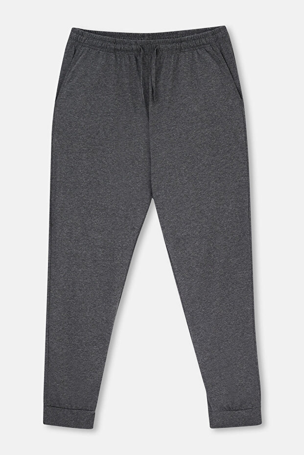 Antrasit Melanj Jogger Paça Örme Pantolon - 1