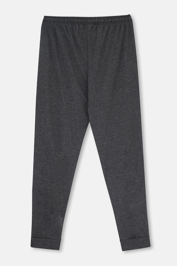 Antrasit Melanj Jogger Paça Örme Pantolon - 2