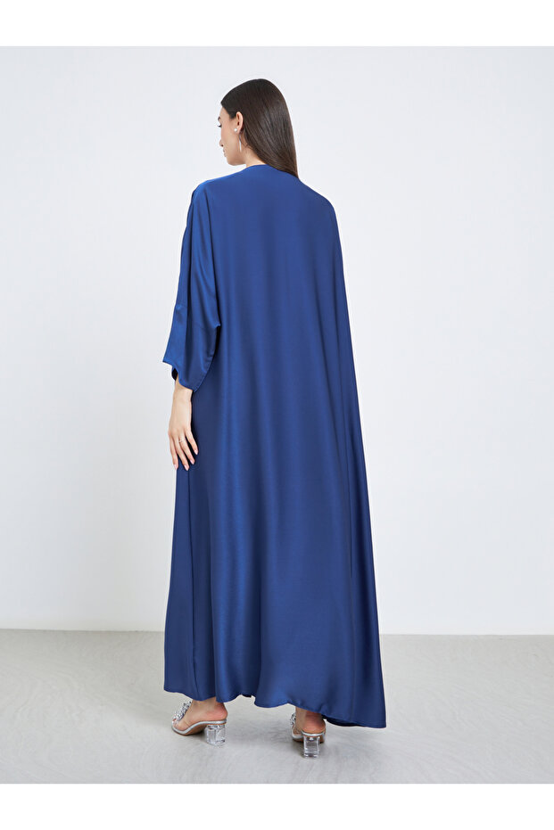 عباية ساتان سادة مفتوحة من الأمام - 5