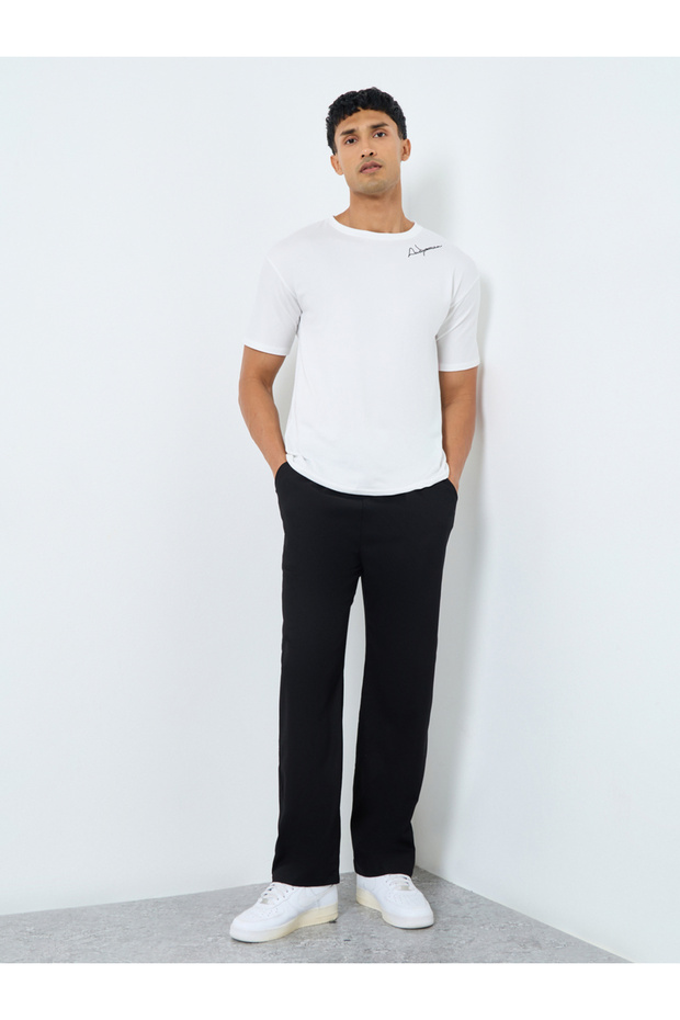 Solid Relaxed Fit Pants with Drawstring - 2