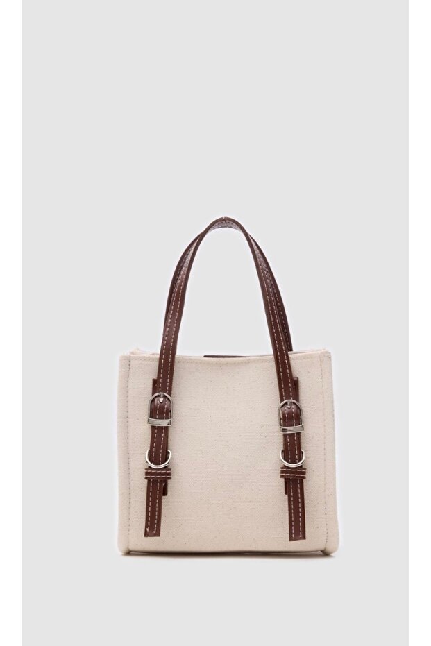 Kanvas kumaş bej çanta - 4