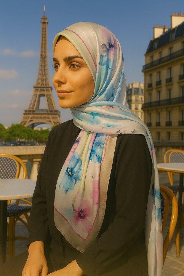 Rose Pattern Cotton Shawl - 1