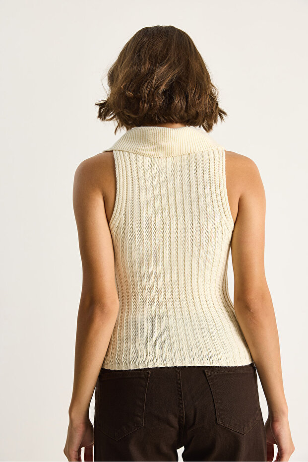 Kadın Yakalı Fitilli Yazlık Triko Bluz 20246867 - 8