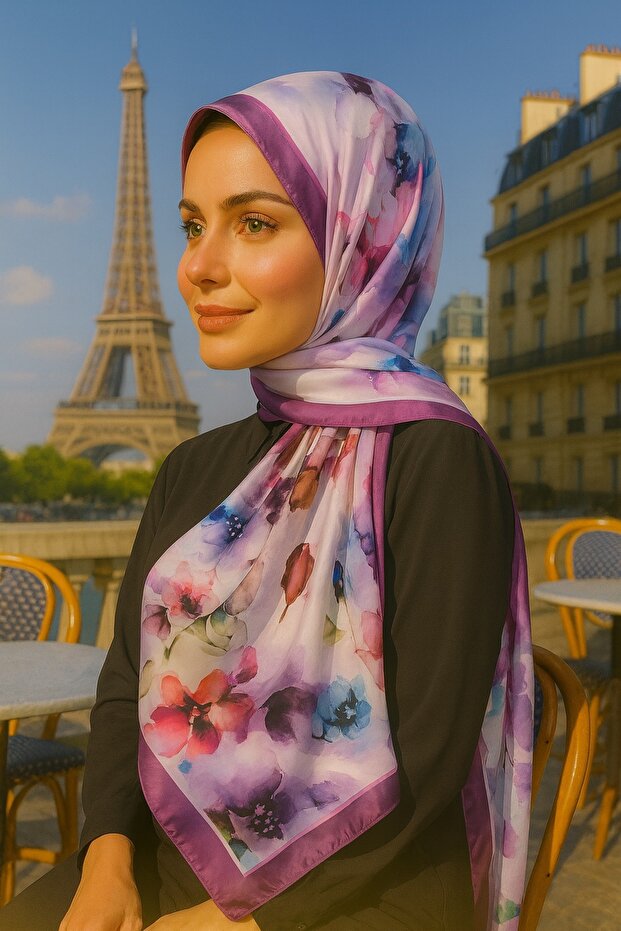 شال قطني بنمط الورد - 1