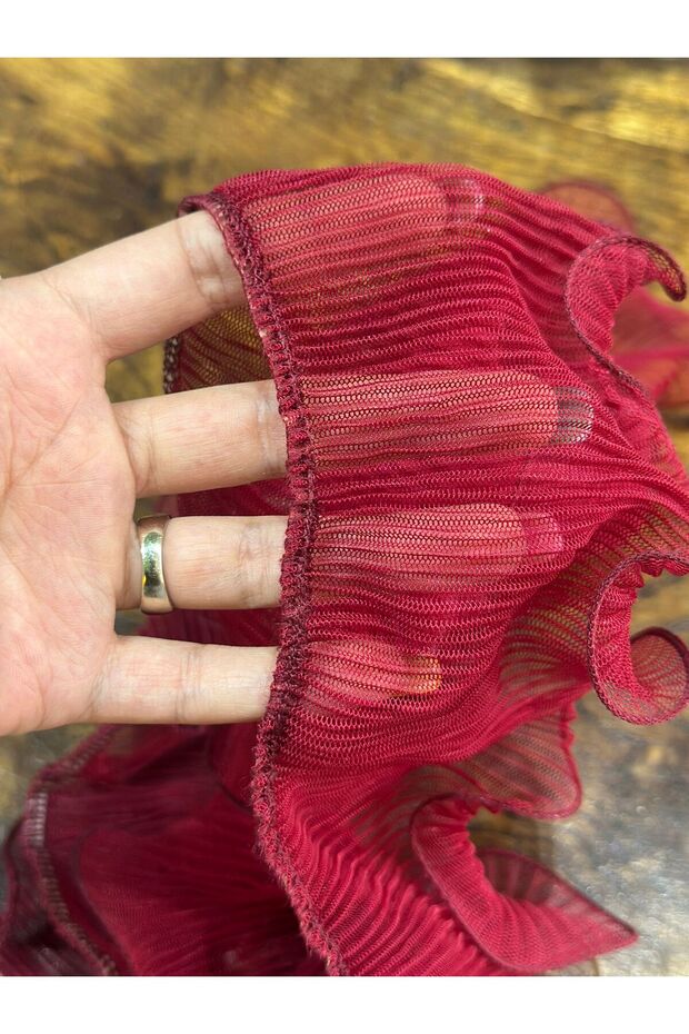 1 Meter Cut Width 9 cm Red Ruffle Ribbon Sewing Accessory