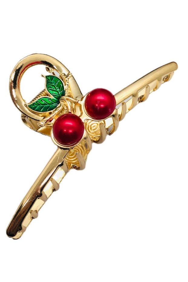 Women's Cherry Metal Gold Hairpin Elegant Hair Clip