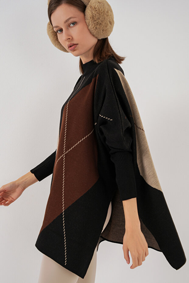 15783 Yırtmaçlı Panço Kazak - C.Siyah - 3