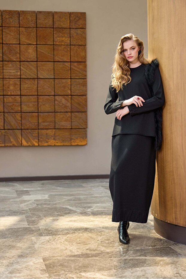 Kürklü Triko Tunik - 1