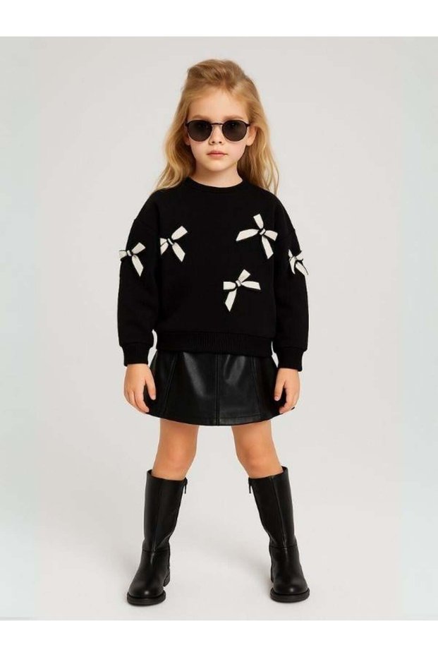 Girl's Bow Detailed Sweatshirt