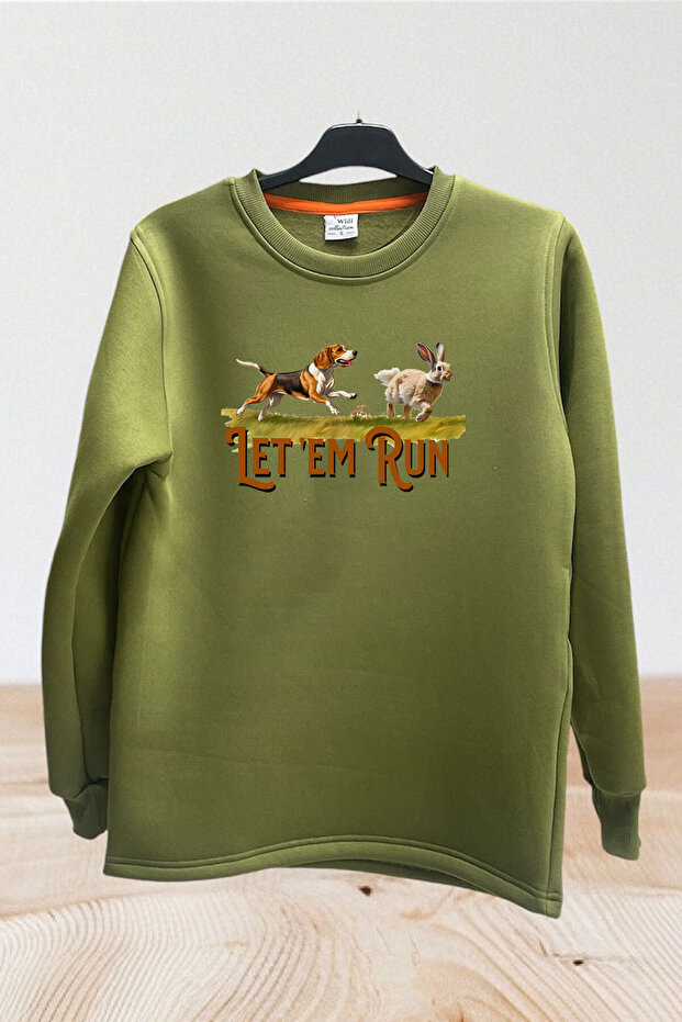 Hunting Rabbit Hunting and Hunting Dog Printed Regular Fit 100% Cotton Sweatshirt