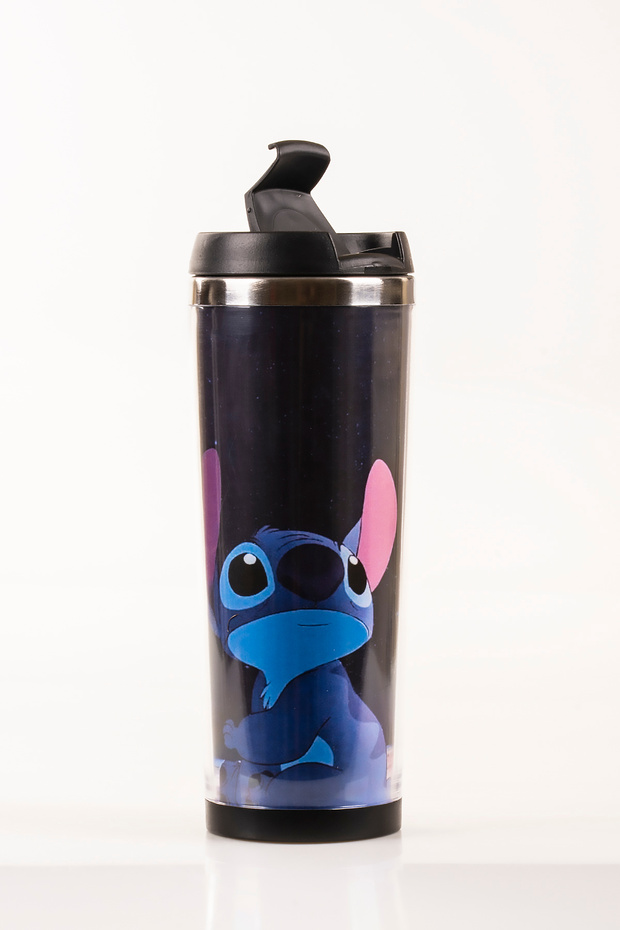 Stitch Decorated Steel Mug Thermos - 360 ml | Leak-Proof Lid, Steel Inner Bowl, 19 cm