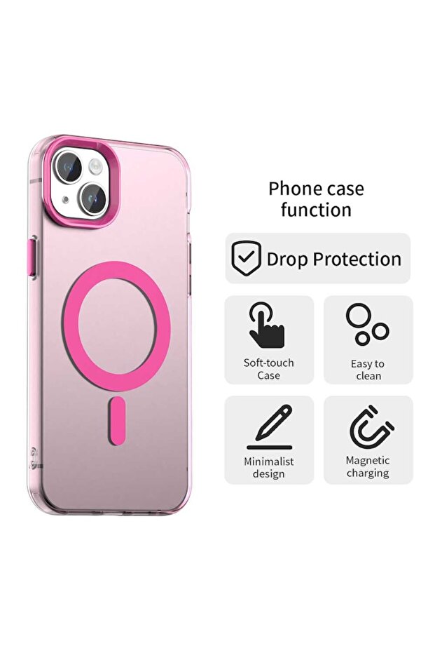 Protective Case Compatible with iPhone 15 Plus, CandyCase MagSafe, Silicone, Pink-Semi Transparent - 3