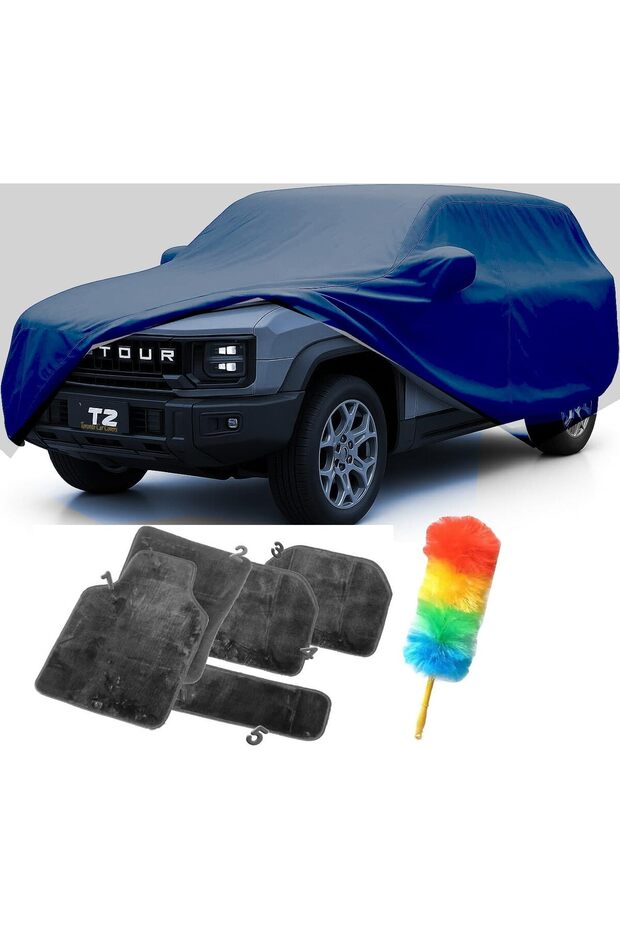 Jetour T2 Car Cover 2024–2025 – Blue, Includes Black Mat, All-Weather, Waterproof & Dust Resistant