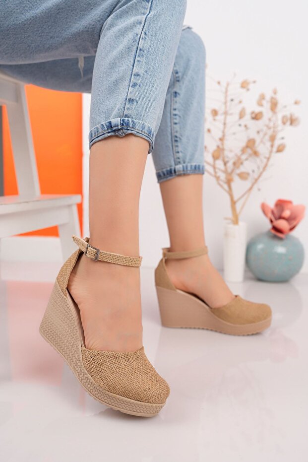 Wedge Heel Straw Detailed Karnıyarık Shoes