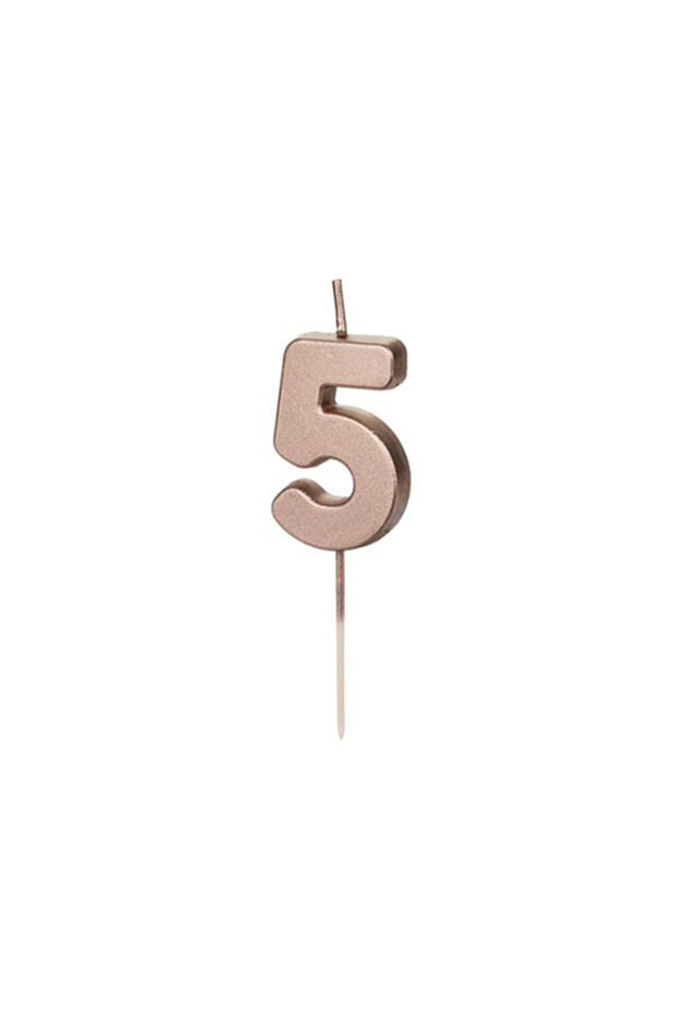 Birthday candle number 5, rose gold, 4.5cm