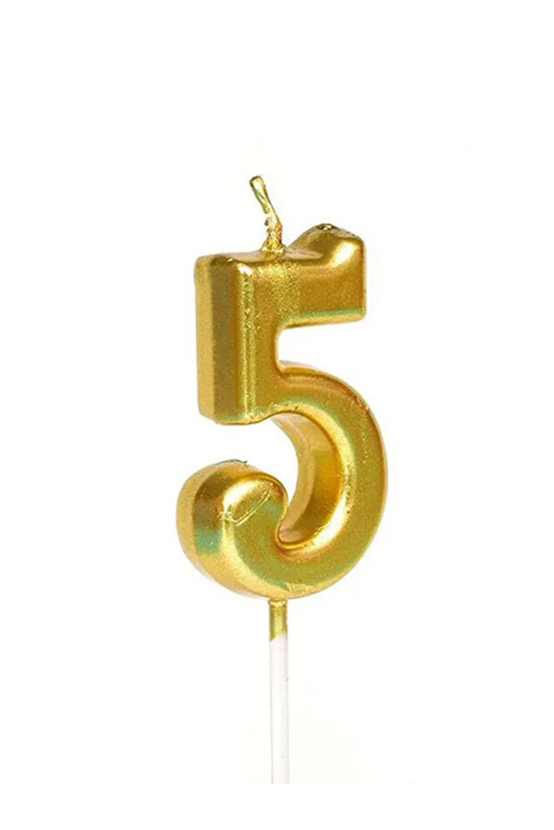 Number Five Candle - Gold