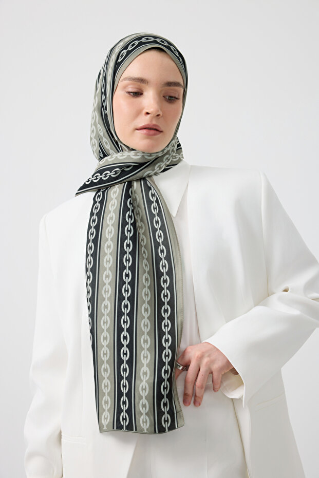 Cotton Twill Şal Chain Taş - 3