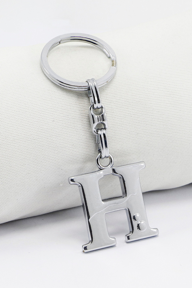 Silver Color Metal Letter H Keychain / Letter Bag Ornament