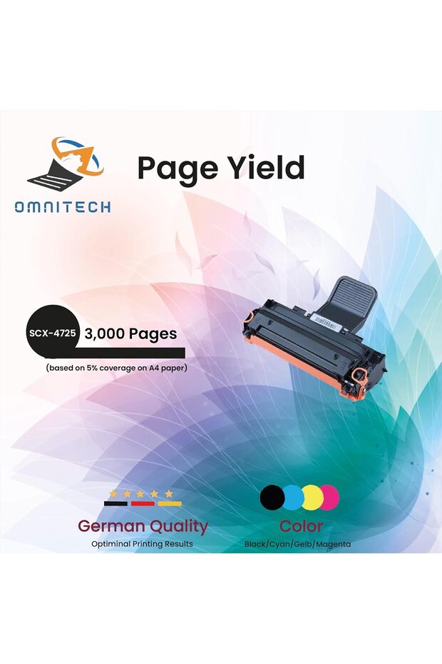 Omni Tech SCX-4725D3 Black High Yield Toner Cartridge - Compatible with Printer Samsung SCX-4725, SC