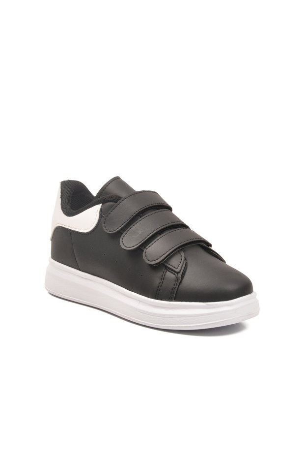 Black-White Velcro Lightweight Children's Sports Shoes 2480-26K F