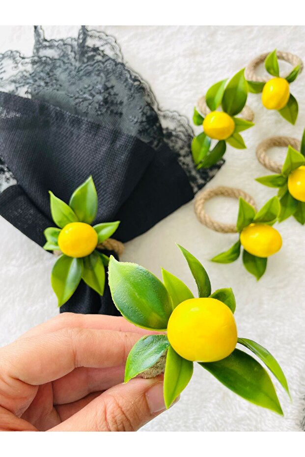 Lemon Jute Napkin Ring (12 Pieces)