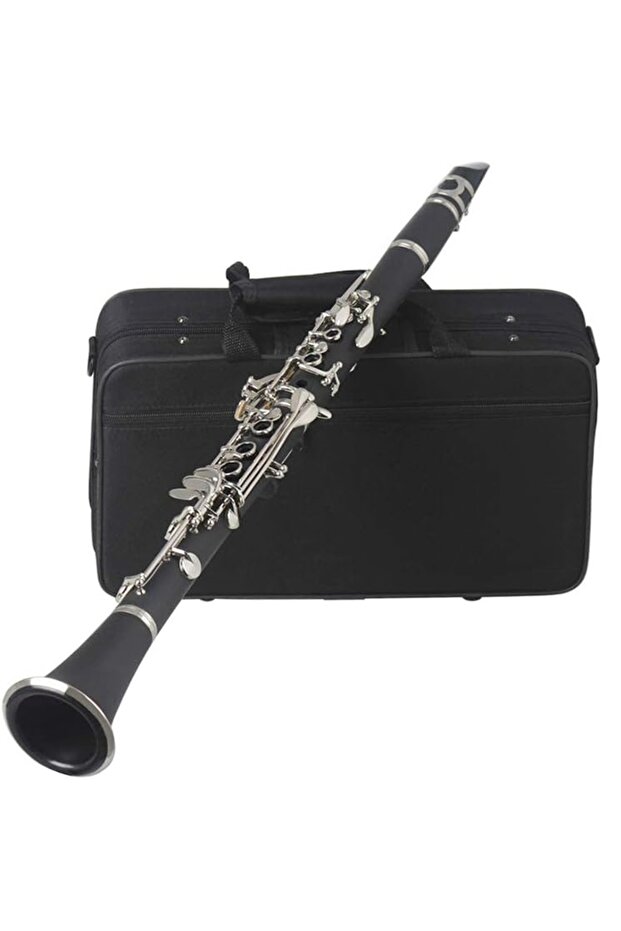 Andoer Bb Flat Clarinet Black Bakelite Silver Keys Woodwind Instrument