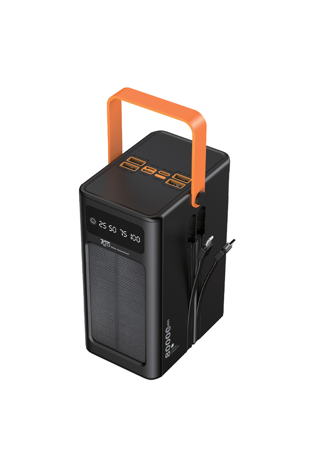 GPW-05 80.000mAh Solar Powerbank – 4xUSB-A, Qualcomm 3.0 Hızlı Şarj, Dahili Lightning & USB-C Ka - 2