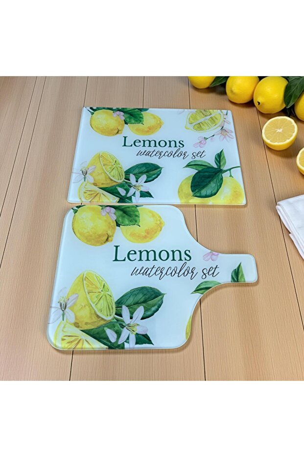 Set of 2 Tempered Glass Vegetable and Fruit Chopping Boards