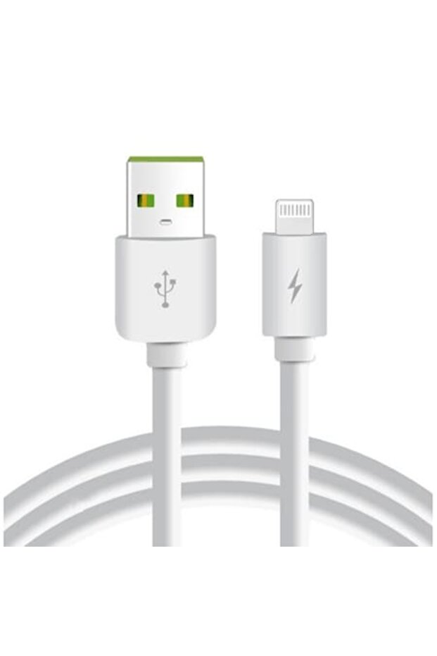 Data Cable Compatible with iPhone/iOS, Lightning, 2.4A Fast Charging, 2m, White - 1