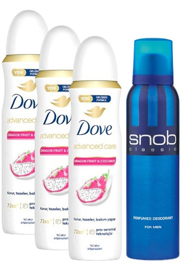 Kadın Sprey Deodorant Dragon&Coconut 150 ml 3 Adet + Snob Erkek 150ml Deodorant 1 Adet - 1