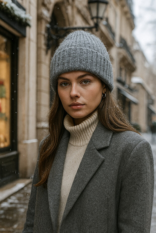 Kadın Antrasit Yünlü Basic Bere BERE1141 - 4