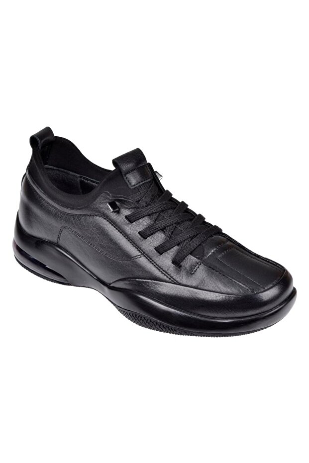 Genuine Leather Elastic Comfort Women's Shoes Voy-9744 Black