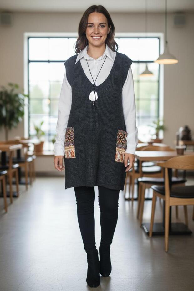 Selanik Cepli Triko Süveter - 1