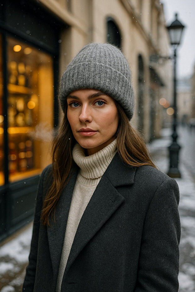 Kadın Antrasit Yünlü Basic Bere BERE1141 - 6