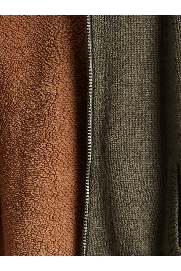 Haki Kapüşonlu Erkek Bebek Triko Hırka -For Yourself- - 2