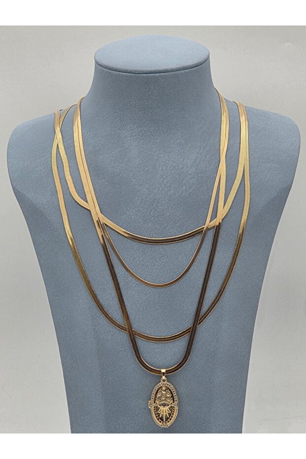 Çelik Çoklu Kolye // KOLYE-5877 - 1