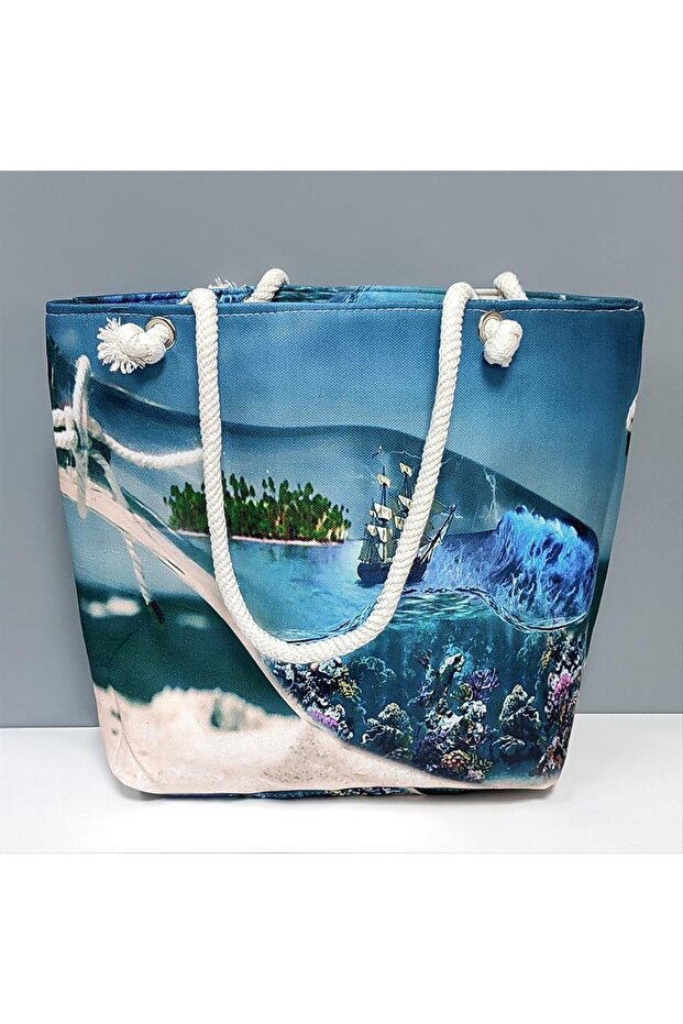 حقيبة شاطئ منقوشة على شكل سفينة - 2