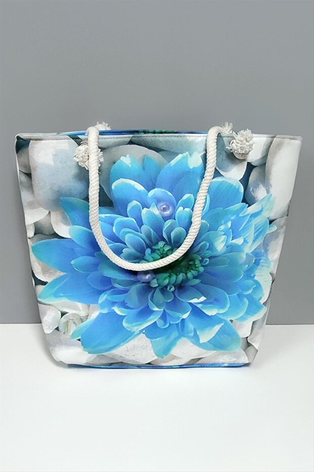 حقيبة شاطئ منقوشة بالزهور - 1