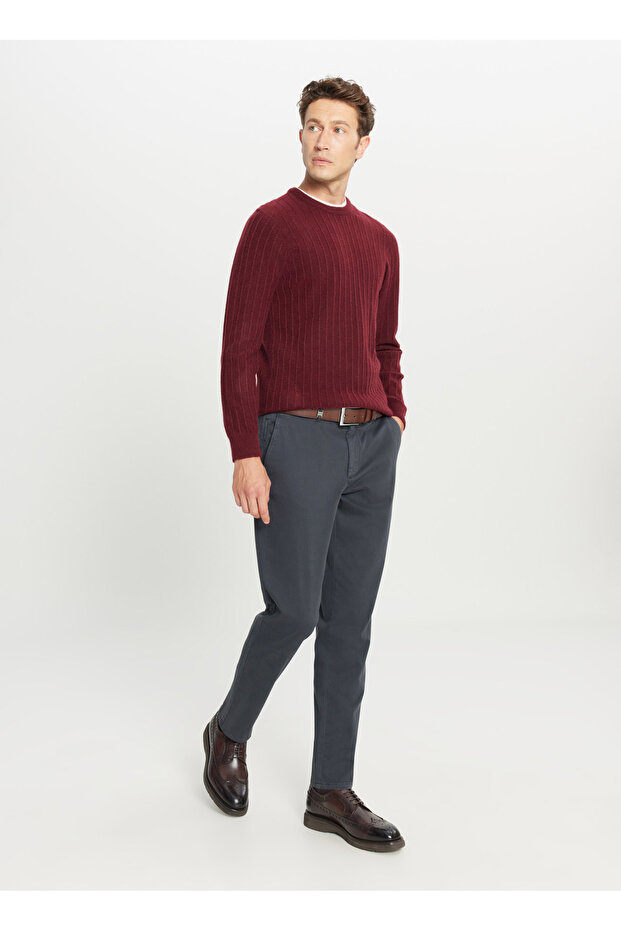 Normal Waist Normal Leg Slim Fit Anthracite Men's Trousers Ace001261371_Atr