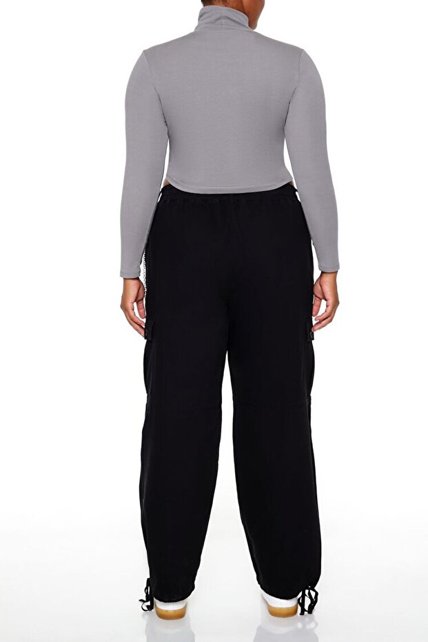Plus Size Twill Kargo Pantolon - 5