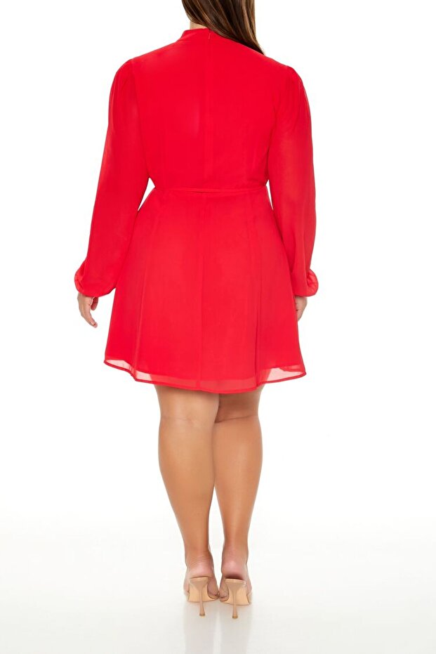 Plus Size Şifon Elbise - 5