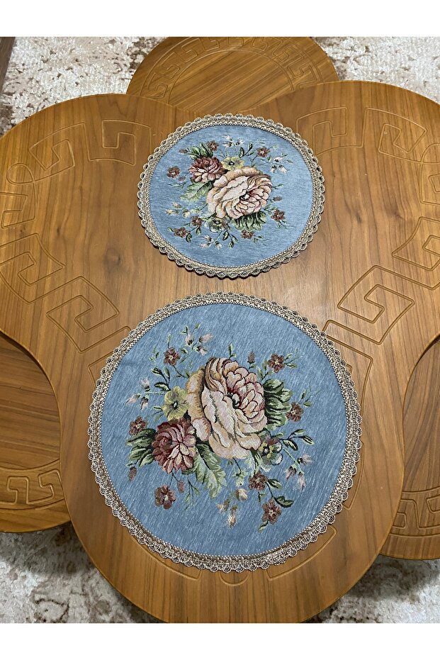 غطاء طاولة وطاولة قهوة من التنجيد مقاس 40 × 30 دائري